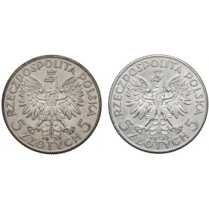 II RP, Zestaw 5 złotych 1933 Głowa kobiety