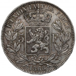 Belgie, 5 franků 1868