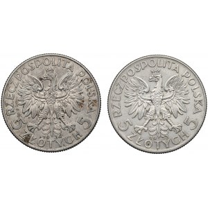 II RP, Zestaw 5 złotych 1933-34 Głowa kobiety