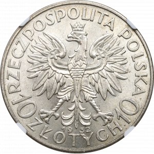 II Republic of Poland, 10 zlotych 1932, Women`s Head, London- NGC MS63
