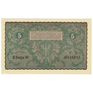 II RP, 5 polských marek 1919 II Serja W