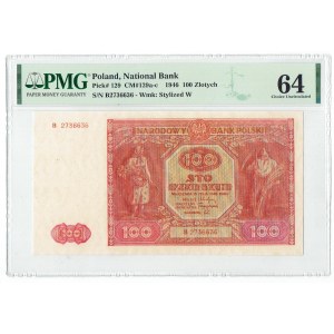 PRL, 100 złotych 1946 B PMG 64