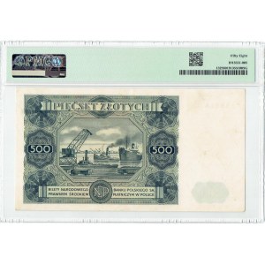 PRL, 500 złotych 1947 U - PMG 58