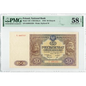 PRL, 50 złotych 1946 K - PMG 58