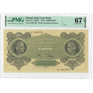 II RP, 10 000 mariek 1922 G - PMG 67 EPQ