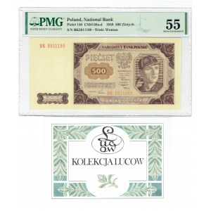 PRL, 500 złotych 1948 BK ex. Lucow PMG 55