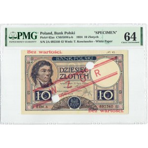 10 złotych 1924 II EM. A. WZÓR - RZADKIE PMG 64