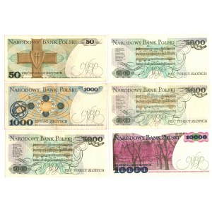 PRL, Zestaw banknotów 50-10.000 złotych