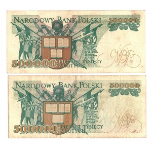 Dritte Republik, 500.000 Zloty 1990 und 1993 - Satz von 2 Exemplaren