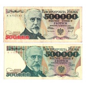 Dritte Republik, 500.000 Zloty - Satz von 2 Exemplaren 1990 und 1993