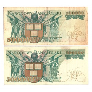 Třetí republika, 500 000 zlotých - sada 2 výtisků 1990 a 1993