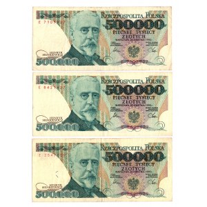 III RP, 500,000 zloty - Set of 3 Pieces