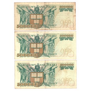 III RP, 500,000 zloty - Set of 3 Pieces