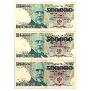 III RP, 500,000 zloty - Set of 3 Pieces