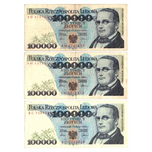 100,000 PLN 1990 - Set series AN, AH, BC