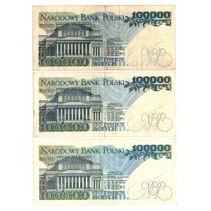 100.000 złotych 1990 - Zestaw serie AN, AH, BC