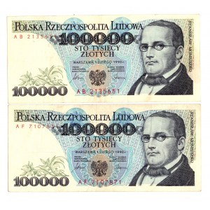 100.000 złotych 1990 - Zestaw serie AB, AF