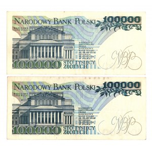 100.000 złotych 1990 - Zestaw serie AB, AF