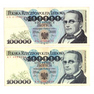 100,000 zloty 1990 - Set series AN, AY
