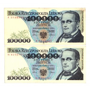 100,000 zloty 1990 - N and F series set