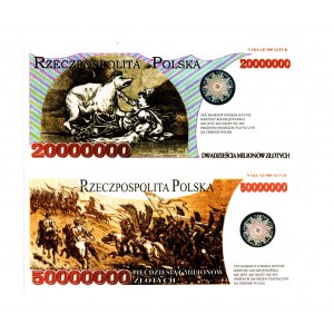 Entwürfe der 20- und 50-Millionen-Sammlerbanknoten 2007