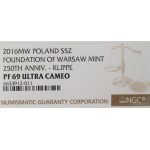 III RP, 5 zlotých 2016- 250 rokov Varšavskej mincovne NGC PF69 UC