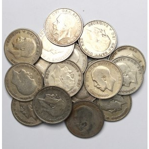 Velká Británie, Sbírka zajímavých stříbrných mincí (237g)