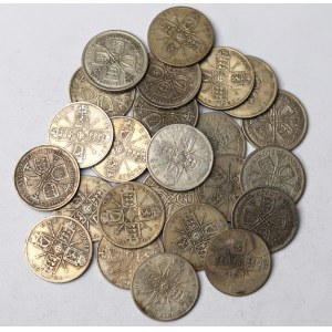 Wielka Brytania, Zbiór ciekawych srebrnych monet (275g)