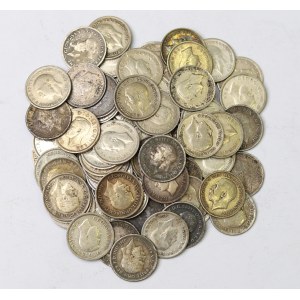 Wielka Brytania, Zbiór ciekawych srebrnych monet (202g)