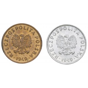 Poľská ľudová republika, sada 5 mincí 1949 - bronz a hliník