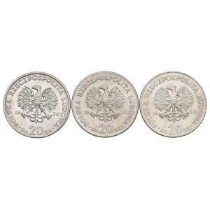 Polská lidová republika, sada 20 pozlacených mincí 1974-83 Nowotko
