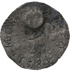 Vativan, Sixtus V, Baiocco 1589 - countermark