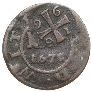 Germany, Mecklenburg-Güstrow, 3 pfennig 1675 - countermark 1696 Güstrow