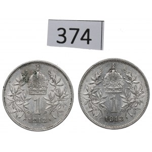 Austria-Hungary, lot of 1 corona 1913