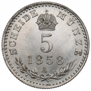 Rakúsko, Franz Joseph, 5 krajcars 1858