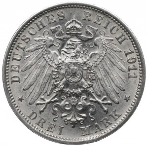 Germany, Wuertemberg, 3 mark 1911, Stuttgart - wedding anniversary