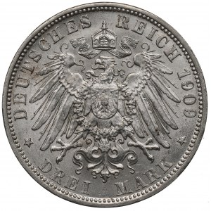 Německo, Bavorsko, 3 značky 1909