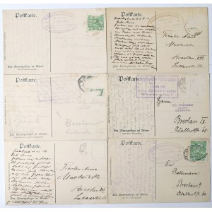 Deutschland, Satz von Gedenkpostkarten, die Anfang des 20. Jahrhunderts nach Breslau geschickt wurden