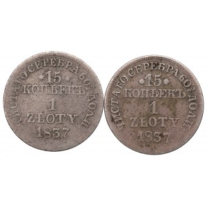 Russische Teilung, Nikolaus I., Satz von 15 Kopeken=1 Zloty 1837