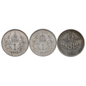 Austria, Zestaw 1 korona 1908-15
