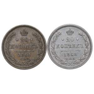 Russia, Alexander II, Lot of 20 kopecks 1861-62