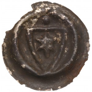 Ostpommern, Sambor II Tczewski (1217-1278), Brakteat, Stern auf Schild und Kugel darüber