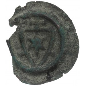 Ostpommern, Sambor II Tczewski (1217-1278), Brakteat, Stern auf Schild und Kreuz darüber