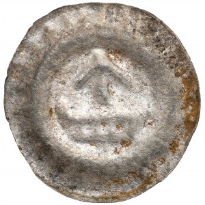 Západní Pomořansko, Strzalow, brakteát z 13./15. století, korunovaná šipka - vzácné