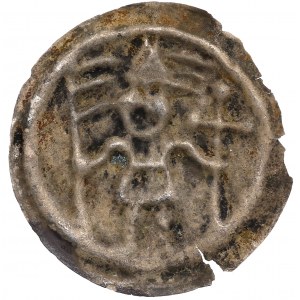 Kujawy(?), 13. stor. bracteate, rytier s krížom a zástavou