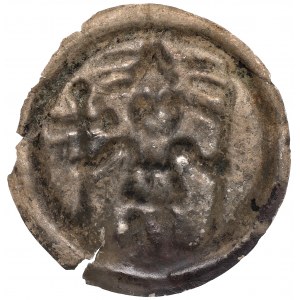 Kujawy(?), 13. stor. bracteate, rytier s krížom a zástavou