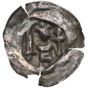 Unbestimmter Bezirk, 13. Jahrhundert, Brakteat, Fürst mit Schwert und Kreuz