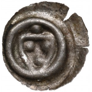 Neurčený okres, brakteát z 13./15. storočia, štít s guľami