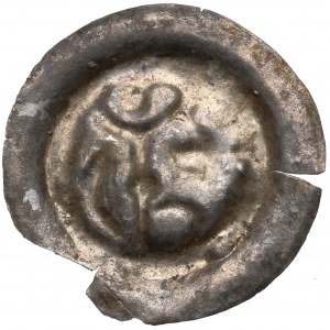 Unbestimmtes, 13/14. Jahrhundert Brakteat, Pastorale auf Bogen mit Halbmond und Stern - RARE
