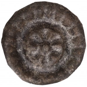 Śląsk, brakteat XIII/XIVw., sześciopłatkowa rozeta w promienistym otoku - rzadki